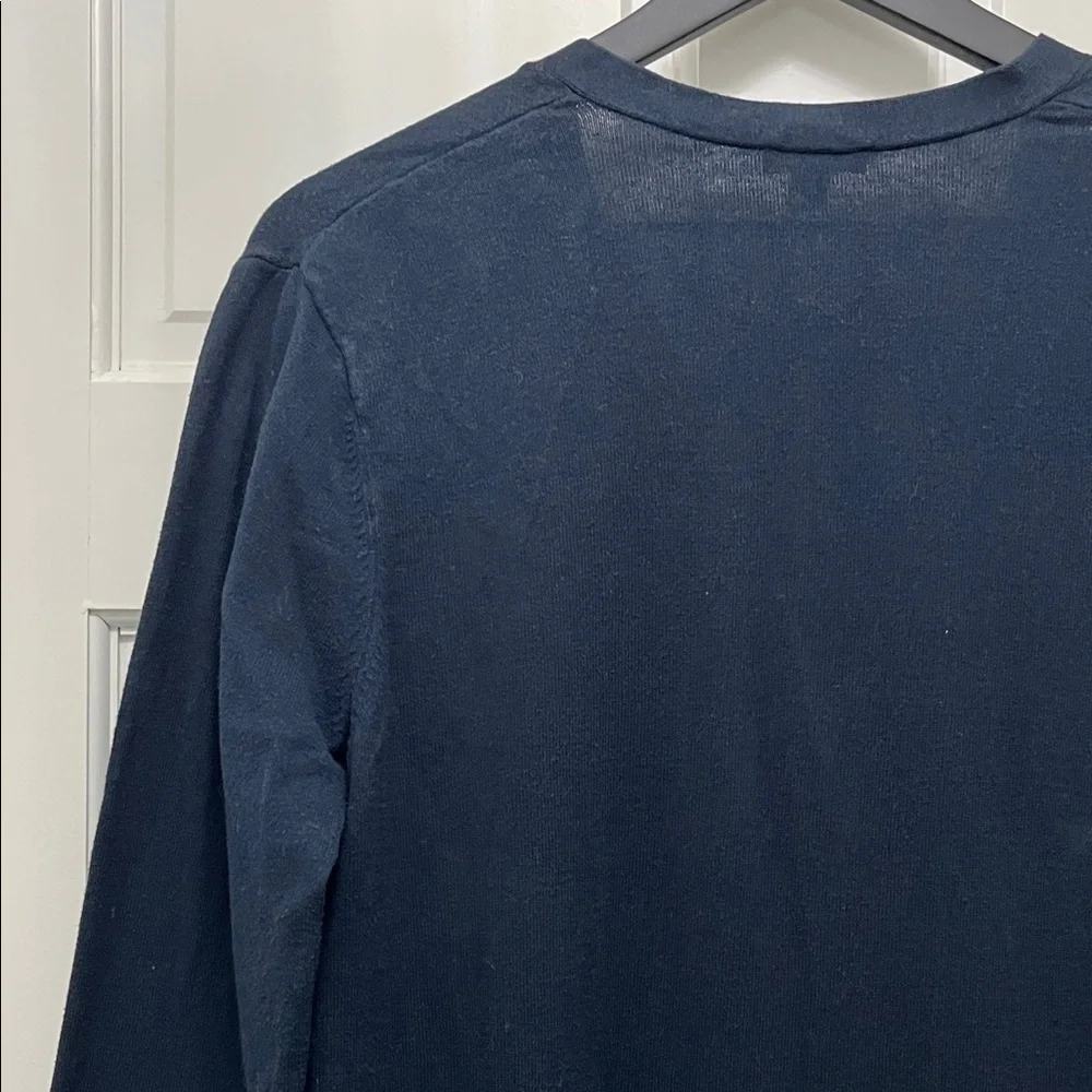 J. Jill 100% Cotton Long Line Duster Navy Blue Cardigan - Size L